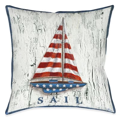 Laural Home Patriotic Coastal Sail Indoor Decorative Pillow