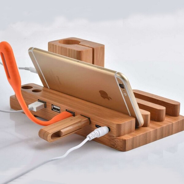 Shop USB Charger with Apple Watch & Phone Organizer Stand