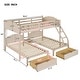 preview thumbnail 4 of 16, Full Over Twin & Twin Velvet Triple Bunk Bed with Drawers & Guardrails, Solid Wood Detachable Triple Bedframe for 3 Kids/Adults