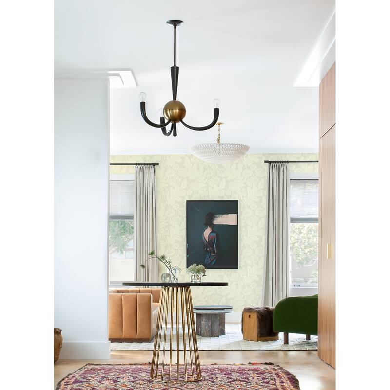 A-Street Prints Augusta White Flock Damask Wallpaper