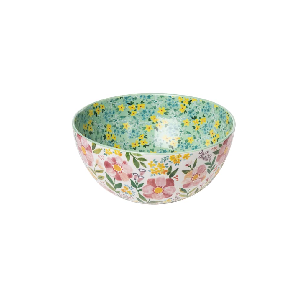 Transpac Ceramic 10 in. Everyday Floral Boutique Mixing Bowl