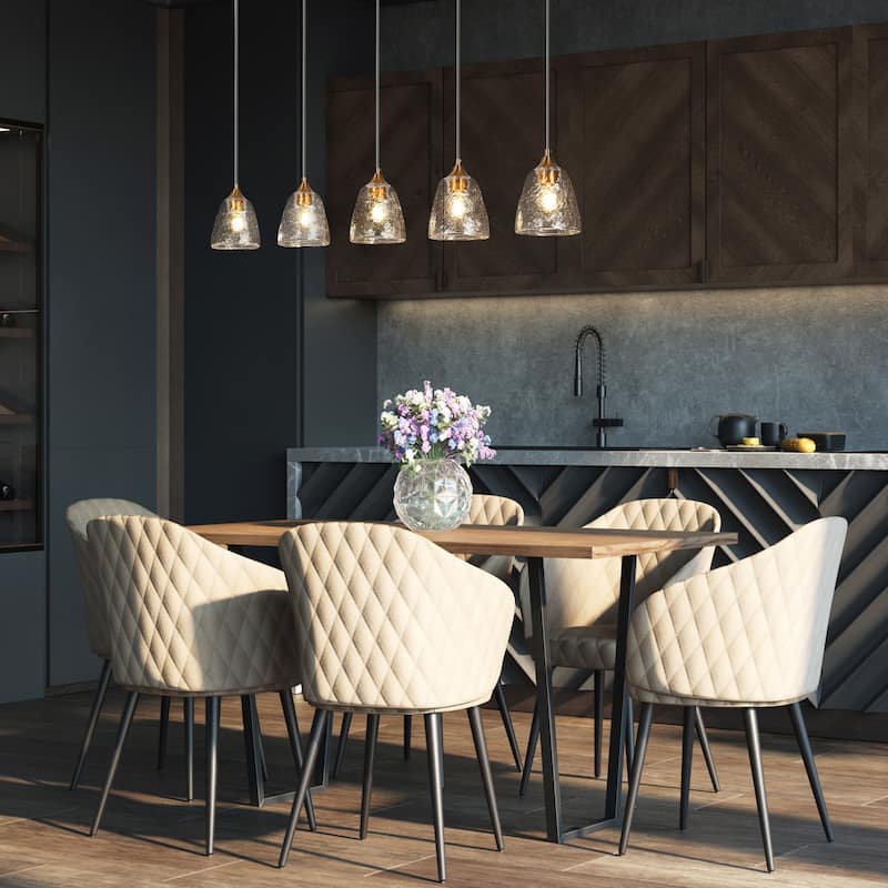 Modern 5-Light Gold Chandelier Linear Island Light for Dining Room - W 45.2" x H 7.8" x D 6"