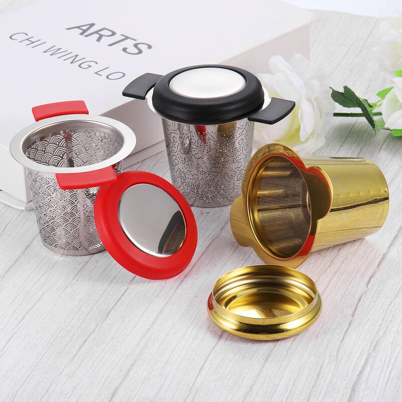 1 Pcs Tea Infuser Filter with Lid, Tea Strainer, Black