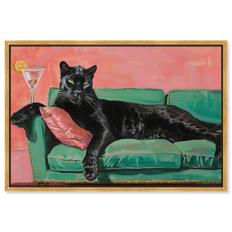 Lounging Panther Canvas by Art Remedy - Gold - 45" x 30"