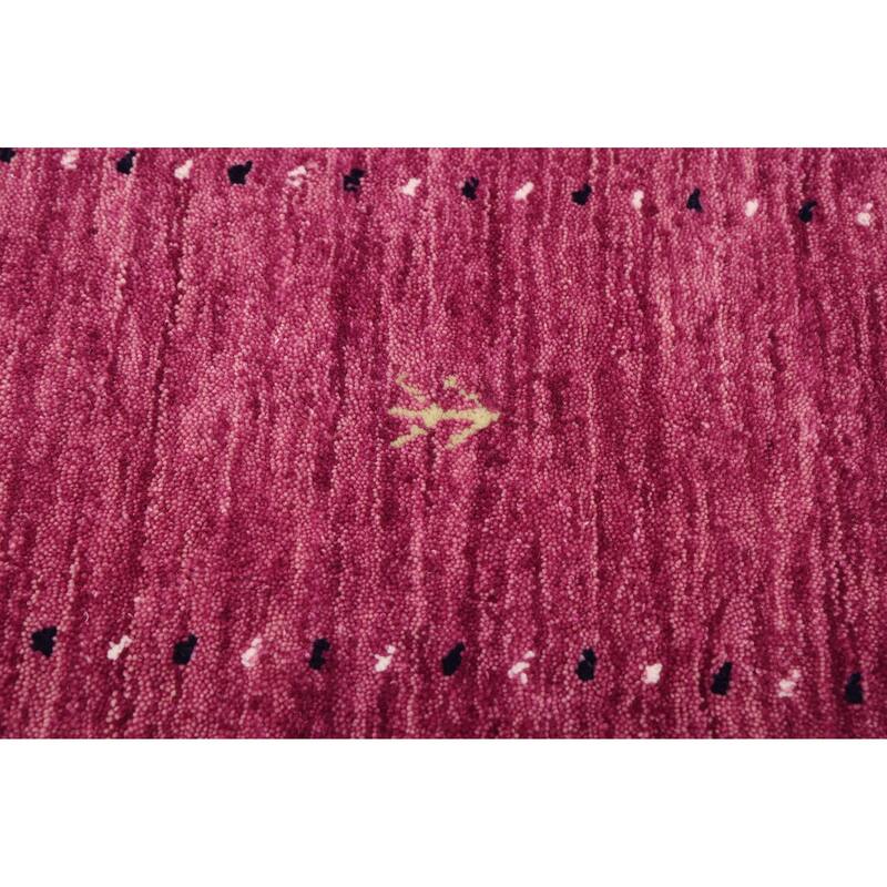 ECARPETGALLERY Hand Loomed Kashkuli Gabbeh Dark Magenta Wool Rug - 4'10 x 7'9