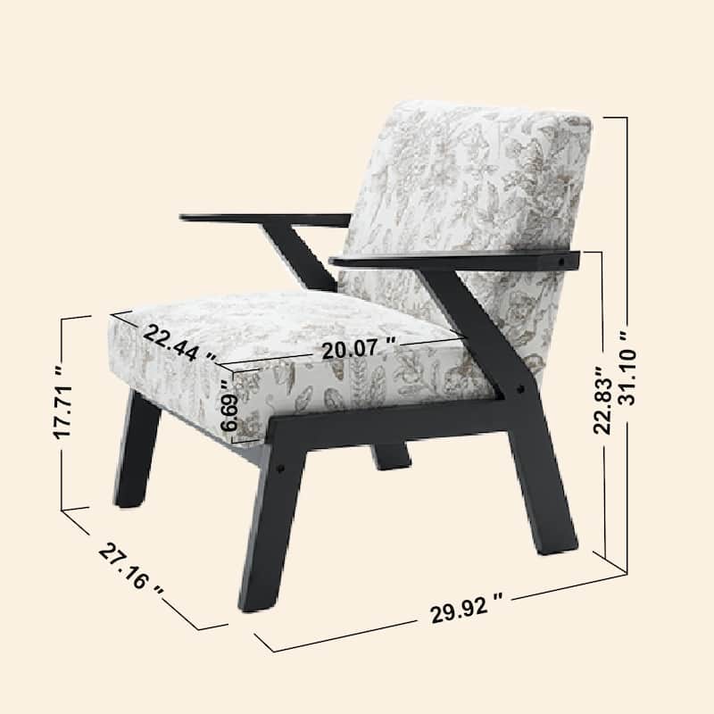 Upholstered Lounge Armchair, Ergonomic Single Sofa Chair, Reading Chair with Seat Cushion for Living Room, Study