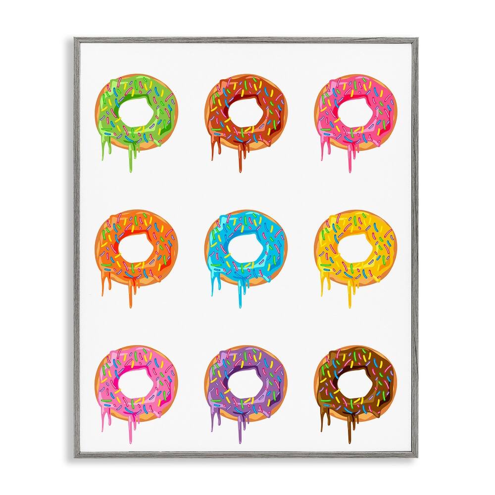 Stupell Bright Donut Rows Framed Giclee Art Design By Marcus Prime