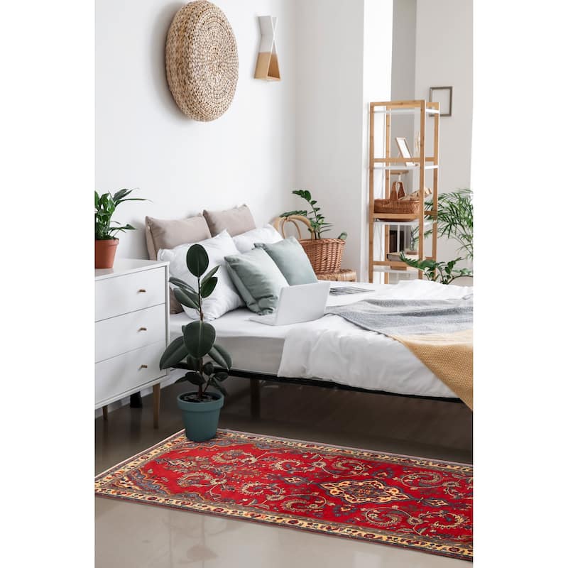 ECARPETGALLERY Hand-knotted Anadol Red Wool Rug - 3'5 x 9'7