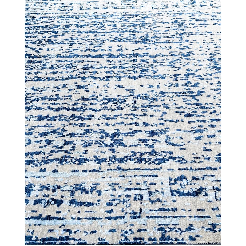 Ikat One-of-a-Kind Handmade Area Rug, Blue - 8' 0" x 10' 2"