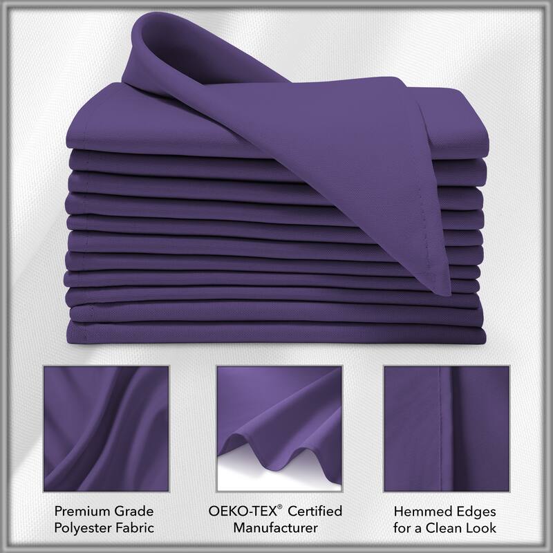 12 Pack 20 Inch Polyester Cloth Dinner Napkins for Party Restaurant