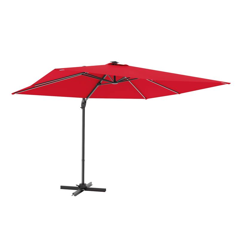 LIVOOSUN 10x8ft LED Rectangle Cantilever Umbrella Patio Offset Umbrella For Outdoor Space, Solution-Dyed Fabric, 360° Rotation