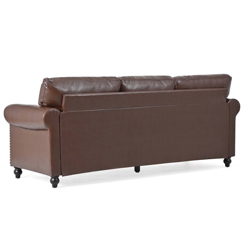 83.86" Fabric Roll-Arm 3-Seater Sofa with Pocket Spring Seat, PP Foam Backrest, and Solid Wood Frame