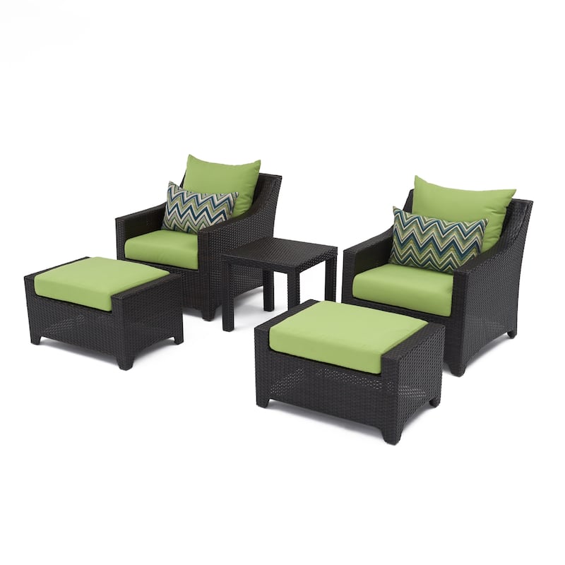 Deco 5 Piece Sunbrella Outdoor Patio Club Chair & Ottoman Set