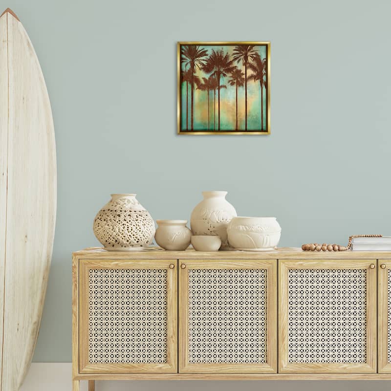 Stupell Palm Trees over Gradient Framed Floater Canvas Wall Art Design By John Seba