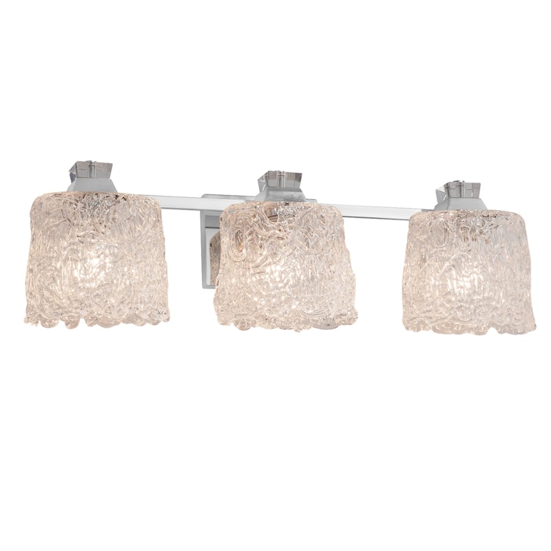 Justice Design Veneto Luce Ardent 3-light Polished Chrome Bath Bar, Lace Oval Shade