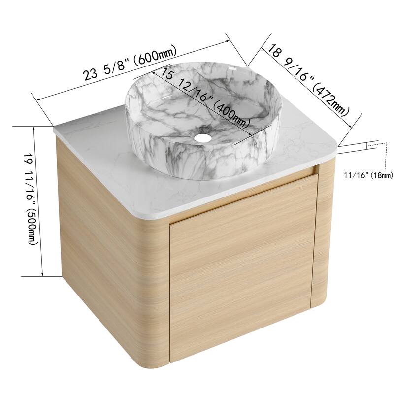 Bathroom Vanity With Sink In 24/30 Inch, Floating Bathroom Vanity With Soft Close Door