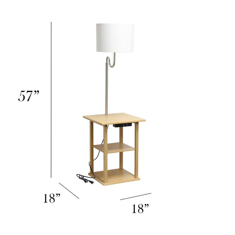 57" 2 Tier Lamp with 2 x USB Charging Ports & Power Outlet