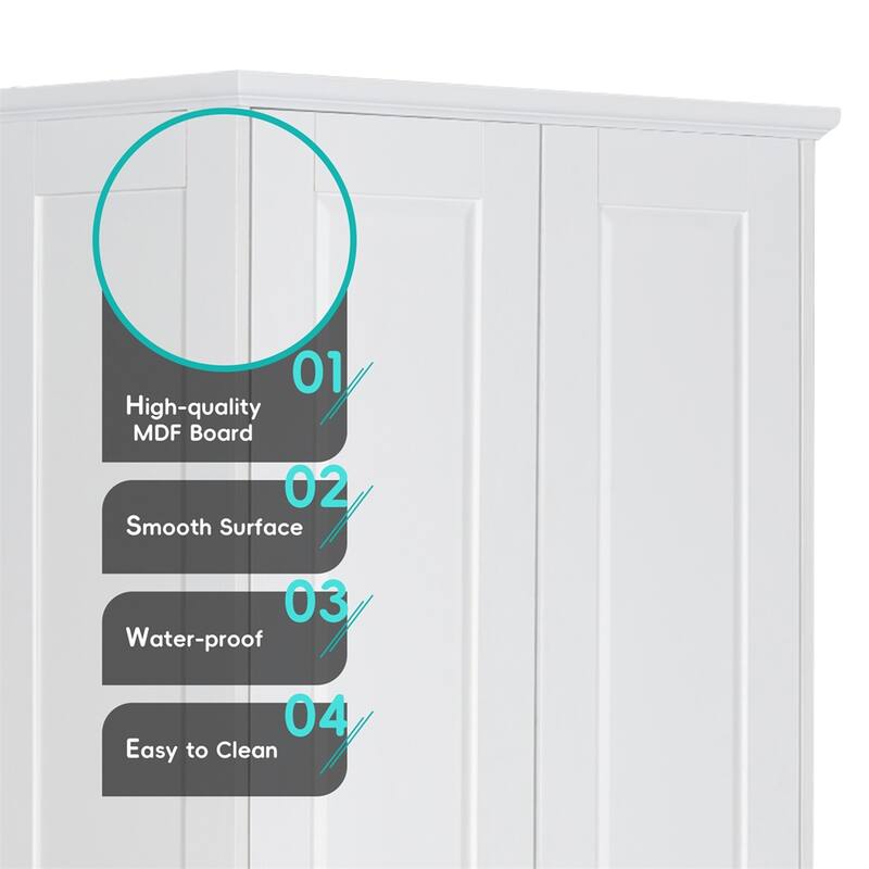 Storage Cabinet with Two Doors for Bathroom,Adjustable Shelf,MDF Board