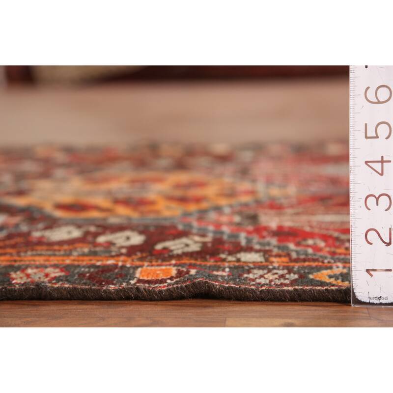 Hand Knotted Oriental 100% Wool Carpet Traditional Geometric Multi-Colored Bakhtiari Runner Rug - 9' 4'' X 3' 4''