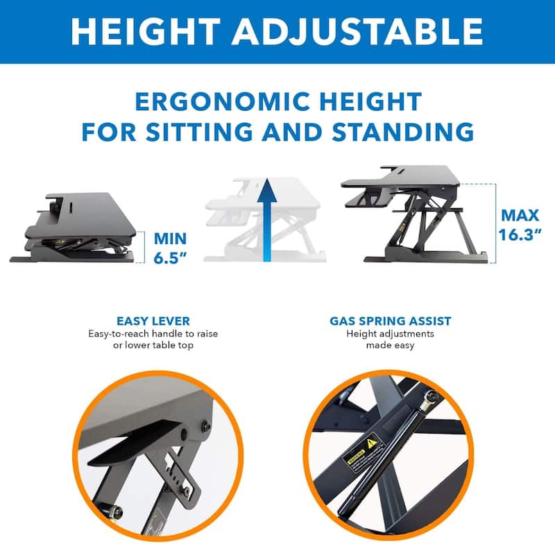 Mount-It! Height Adjustable Standing Desk Converter with 36" Wide Platform
