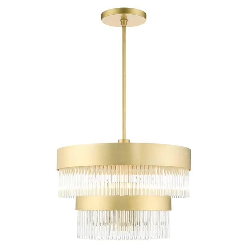 Livex Lighting 5-light Soft Gold Pendant Chandelier, 49824-33 - 20" Dia x 22.75" - 52.75" Adj. H