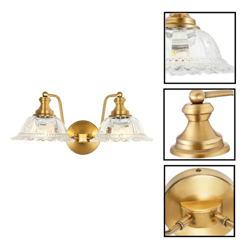 2 Pack light fixtures gold wall sconces brass, glass wall lights