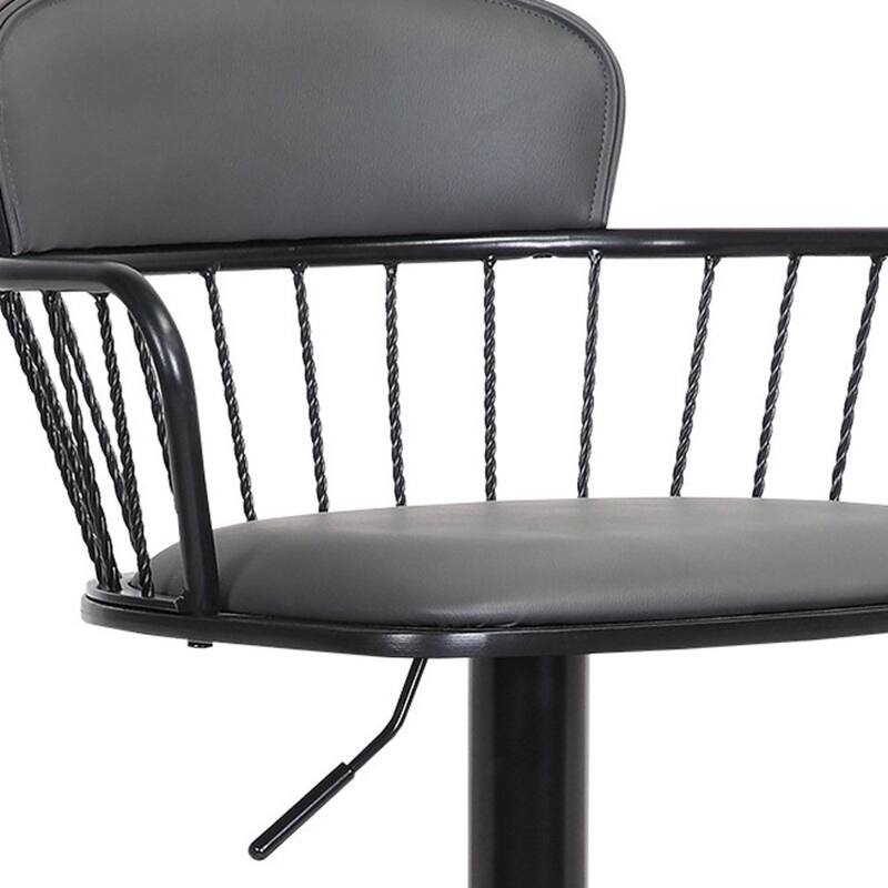 Adjustable Height Swivel Bar Stool with Faux Leather Seat Footrest and Metal Pedestal Base for Kitchen - 43”H x 19”W x 20”D