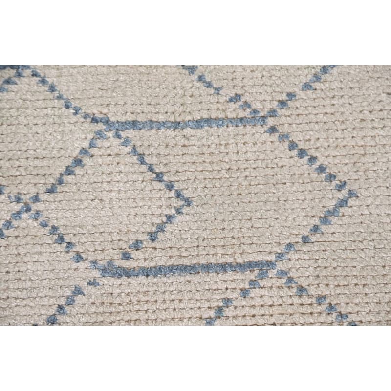 Beige Trellis Moroccan Oriental Area Rug Handmade Wool Carpet - 5'0"x 7'10"