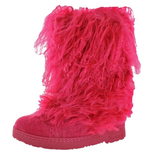 pink bearpaw fur boots