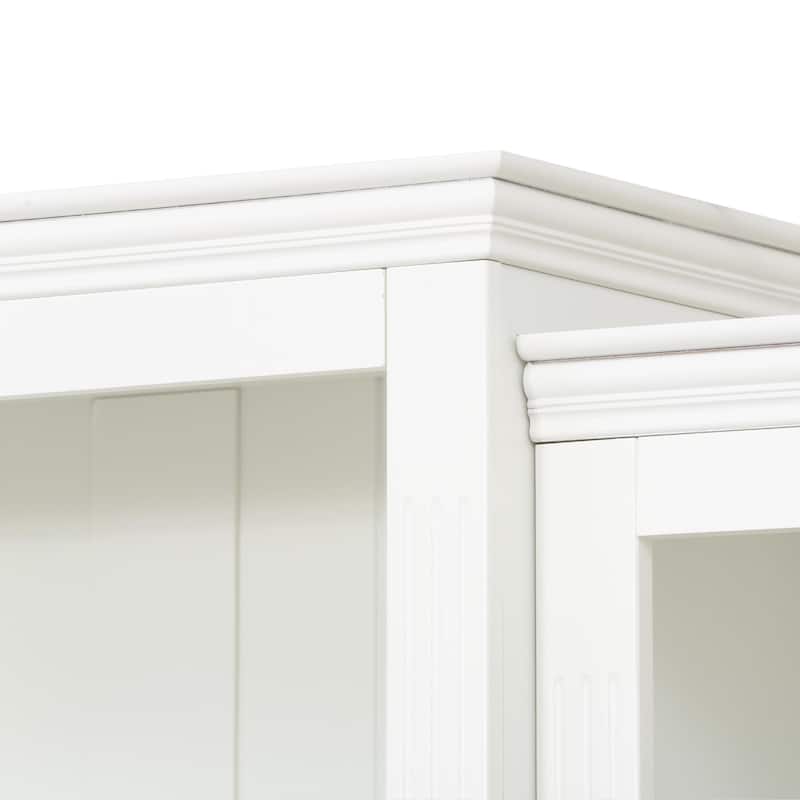 4-Tier Display Cabinet with 5-Colors Dimmable Light, Bookcases Storage Cabinet with Adjustable Tempered Glass Shelves