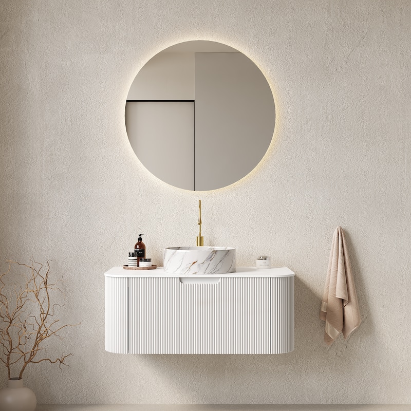 Wall-Mounted Floating Bathroom Vanity with Sink