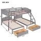 preview thumbnail 13 of 11, Full Over Twin & Twin Velvet Triple Bunk Bed with Drawers, Gray