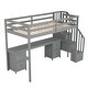 preview thumbnail 24 of 32, Twin Size Loft Bed Frame with Built-in Desk and Double Storage Drawers