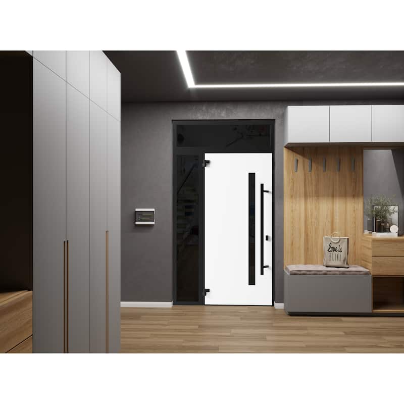 Front Exterior Prehung Steel Door Ronex 0162 Red Oak Entry Metal Painted W36xH80 Left hand Inswing
