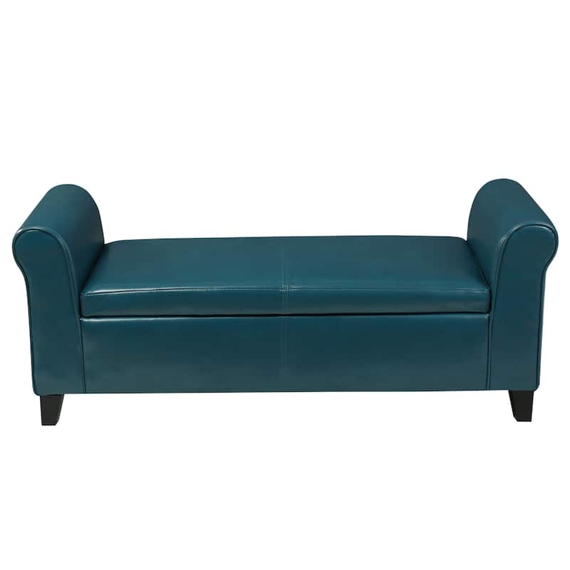 Torino Contemporary Upholstered Storage Ottoman Bench with Rolled Arms by Christopher Knight Home