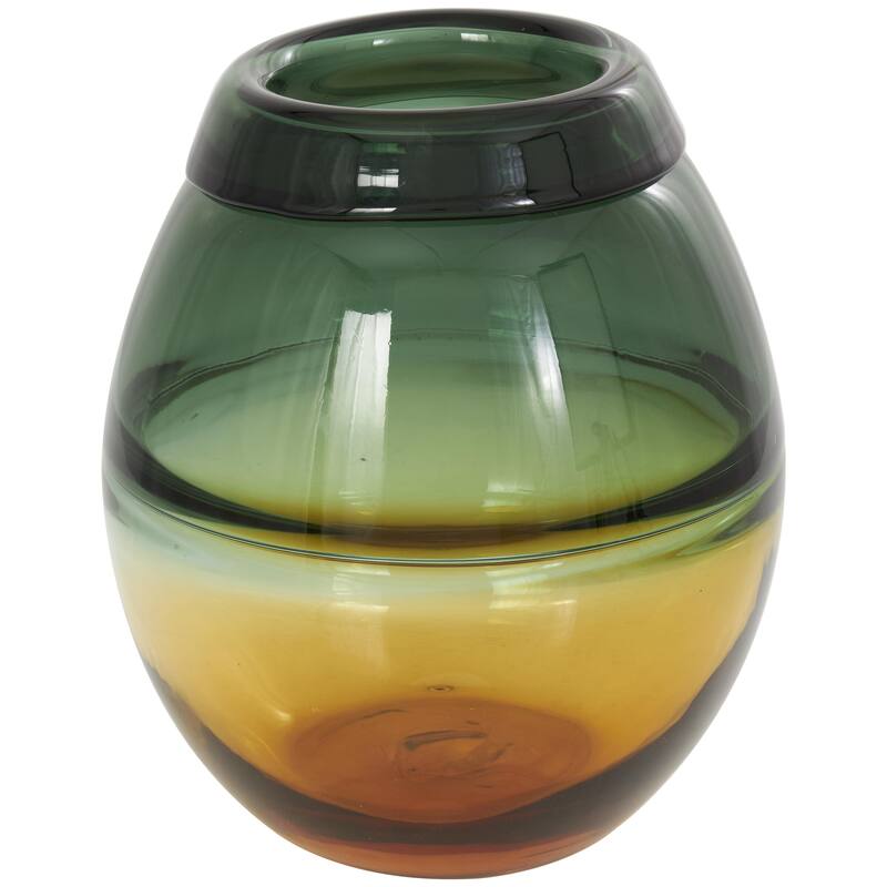 Glass Handmade Ombre Decorative Vase with Yellow Base - Green - Roche River Decor