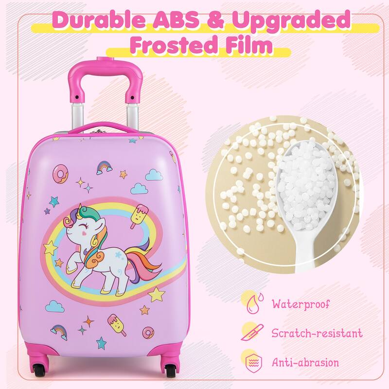 Costway 2PC Kids Carry On Luggage Set 12" Backpack and 16" Rolling - See Details