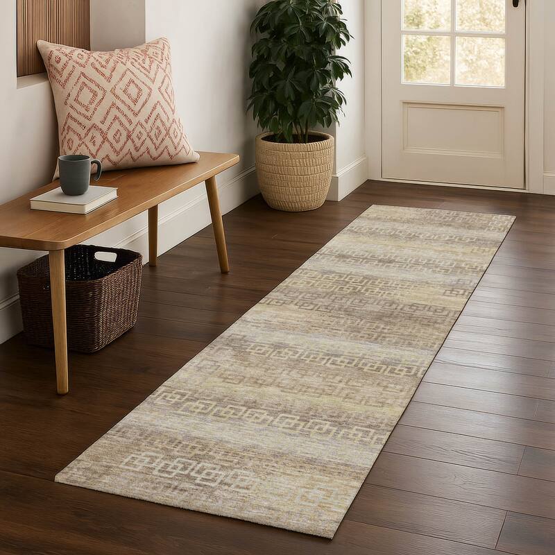 Premium Washable Super Soft Modern Stripe Mayfield Rug - Beige - 2'3" x 7'6"