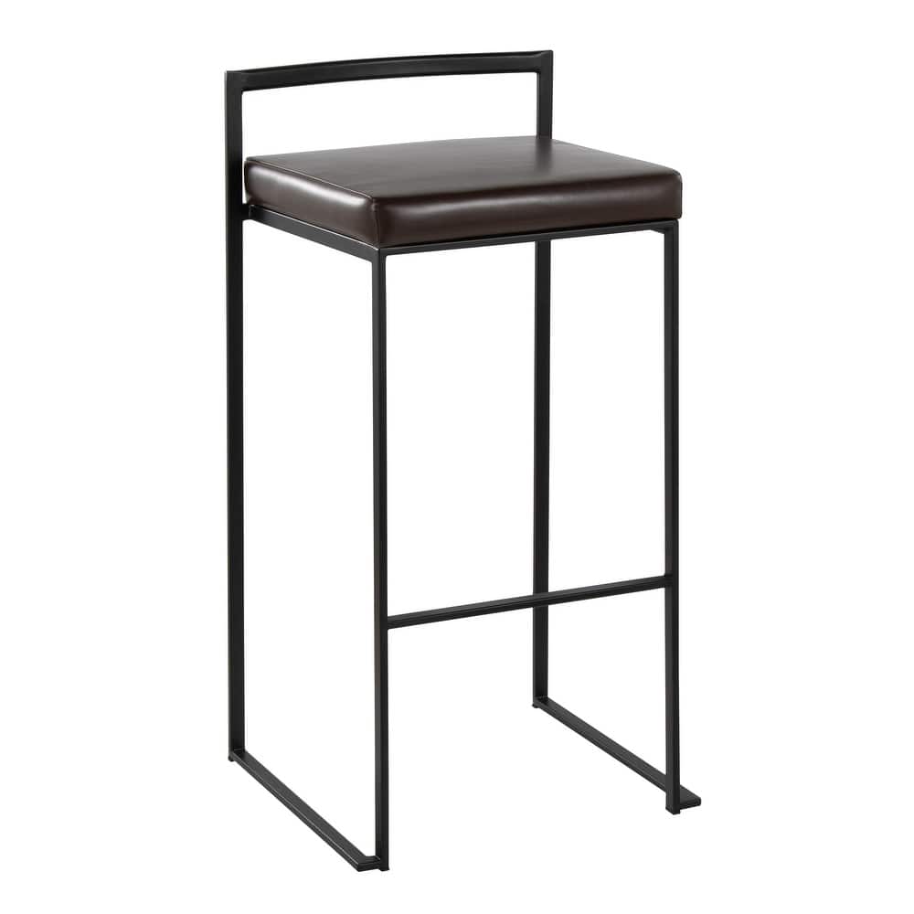Porch & Den Forrest 30" Black Stackable Fully Welded Bar Stool (Set of 2)