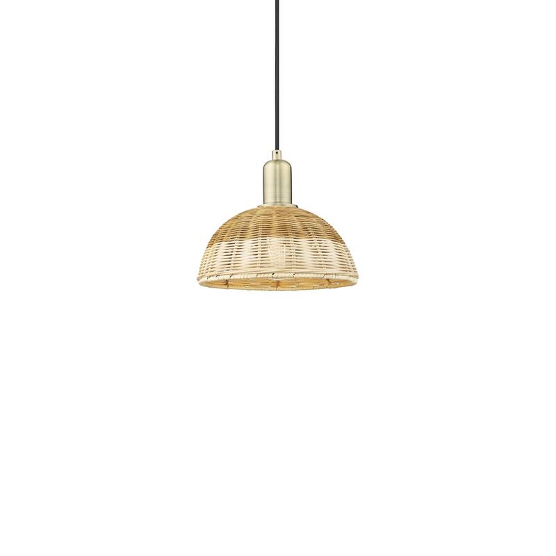 Innovations Lighting 716-1P-8-9 Natural Ballston Dome Pendant Natural - Antique Brass / Natural