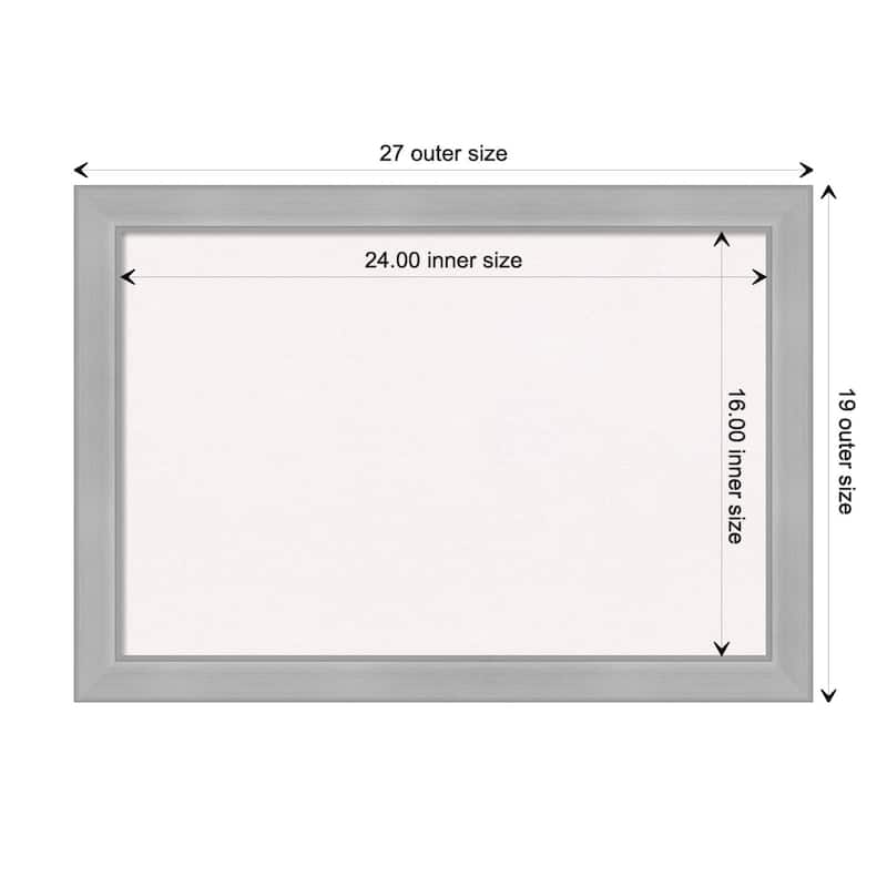 Vista Brushed Nickel Narrow Framed White Corkboard Bulletin Board - Board Size 24x16