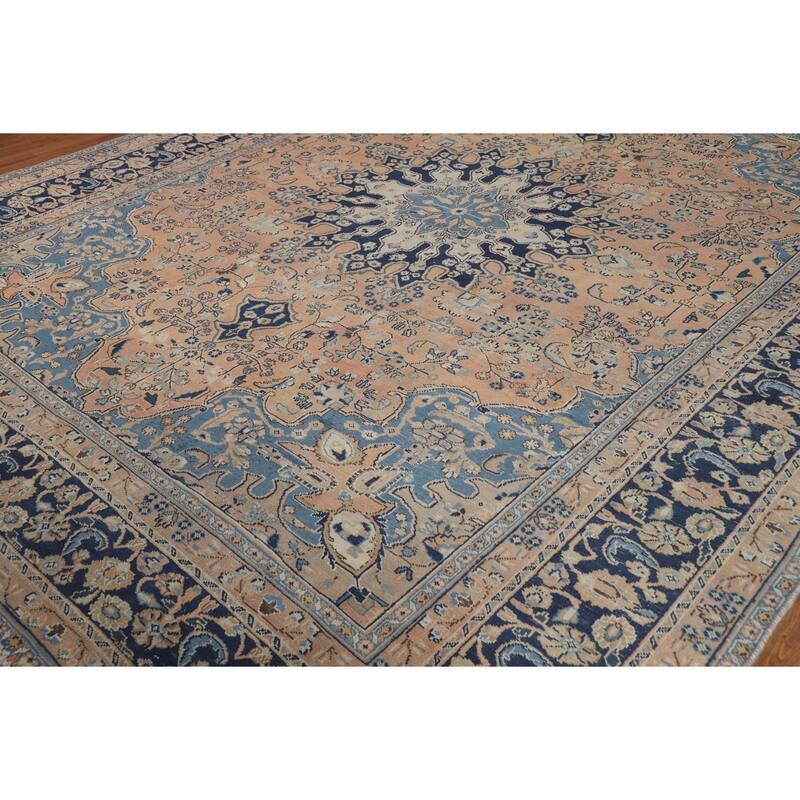 Light Orange Mashad Persian Area Rug Handmade Wool Carpet - 9'9"x 12'3"