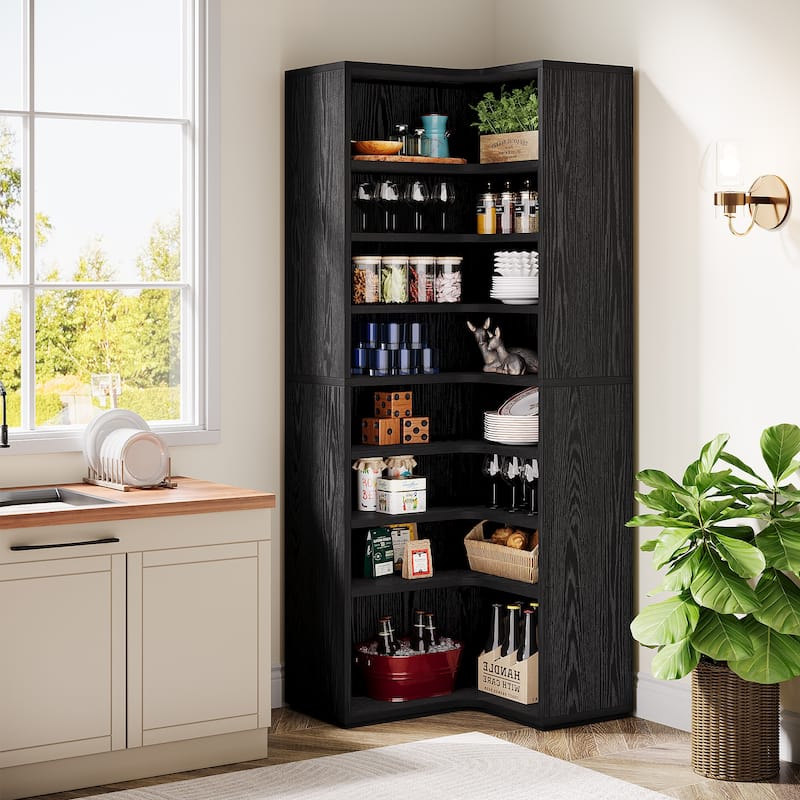 9-Tier Corner Shelf, 65" Tall Modern Corner Bookshelf Bookcase