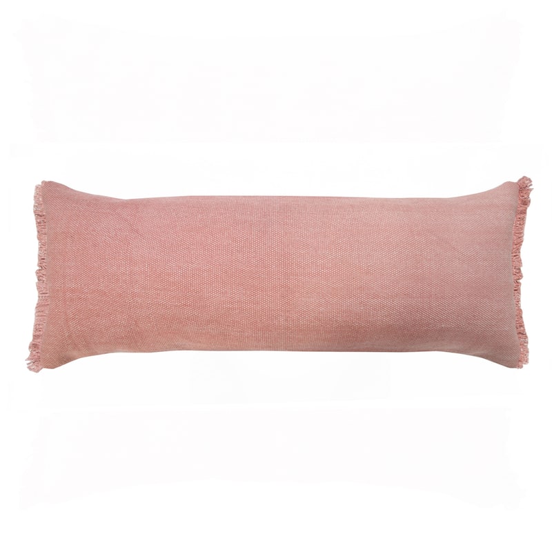 HomeRoots 14" X 36" Rose Pink 100% Cotton Zippered Pillow