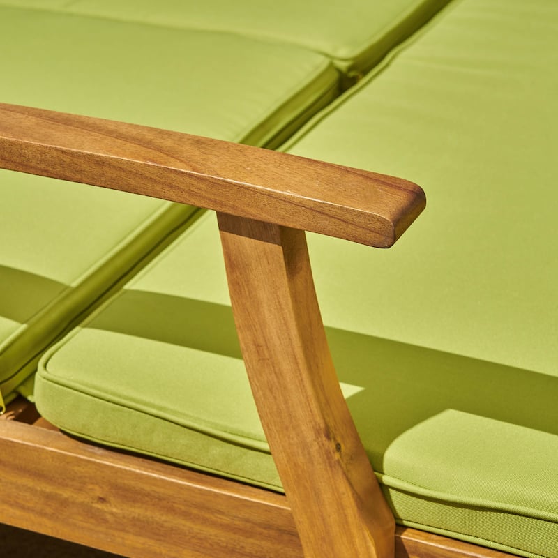 Perla Outdoor Acacia Wood Double Chaise Lounge by Christopher Knight Home