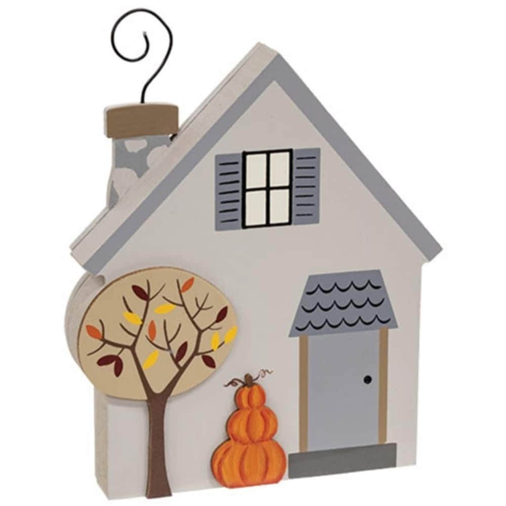 Pumpkin Stack and Fall Tree Chunky House Wooden Sitter - 5" x 1" x 6"