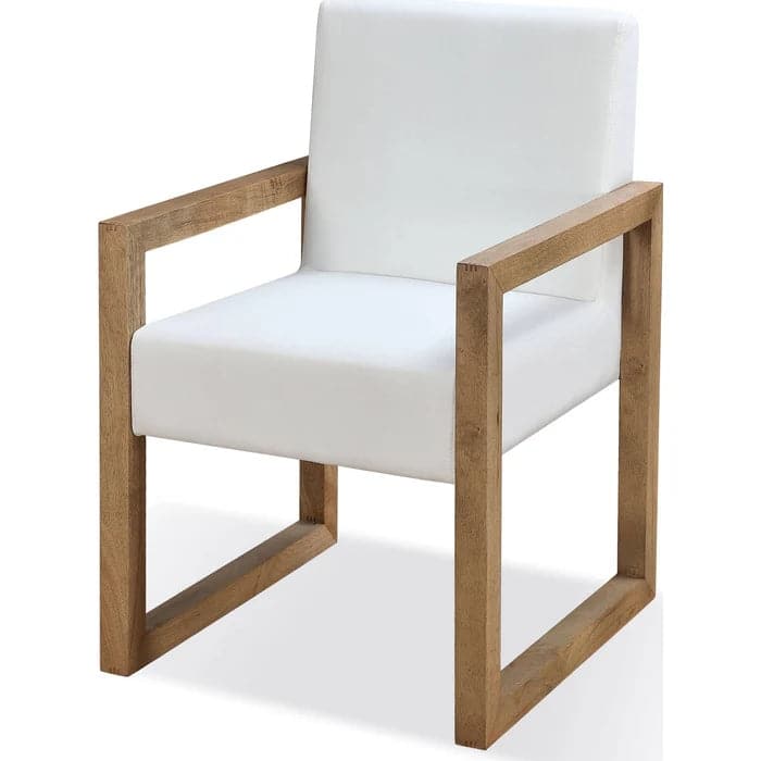 Seabourne Modern Upholstered Dining Side Chair & Arm Chair in White Pearl & Bisque