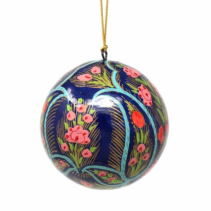Recycled Paper Handpainted Floral Ornaments, Set of 3 (India)