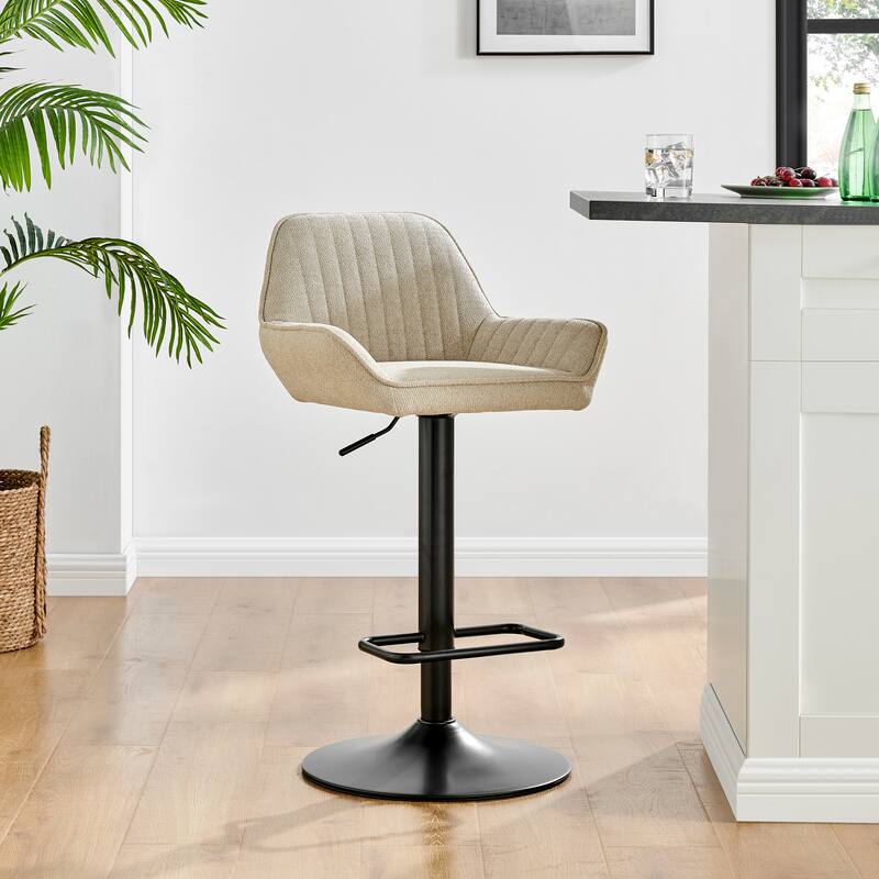 NPD Furniture Luther Fabric Gaslift Swivel Bar Stool (Set of 2)