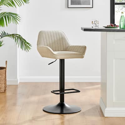 NPD Furniture Luther Fabric Gaslift Swivel Bar Stool (Set of 2)